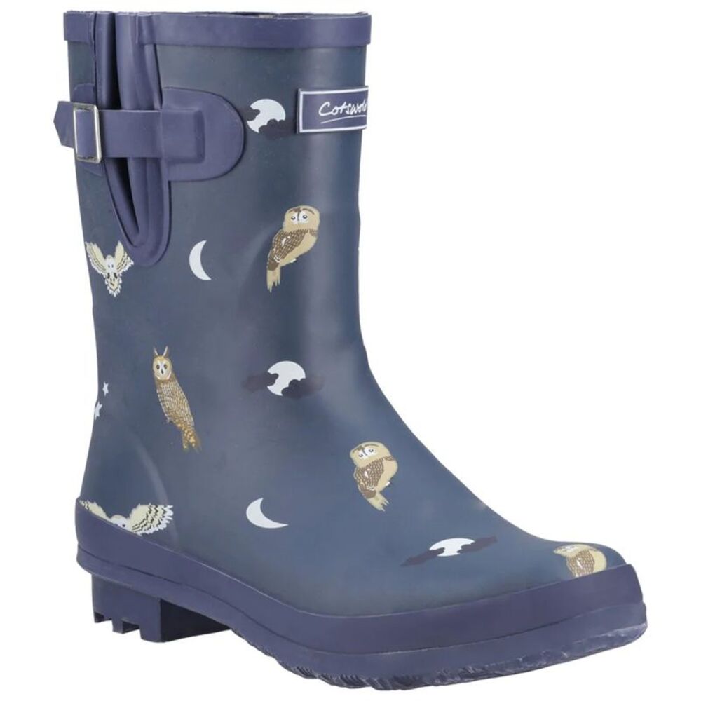Cotswold Womens/Ladies Woodland Owl Mid Cut Galoshes / Mid Blue